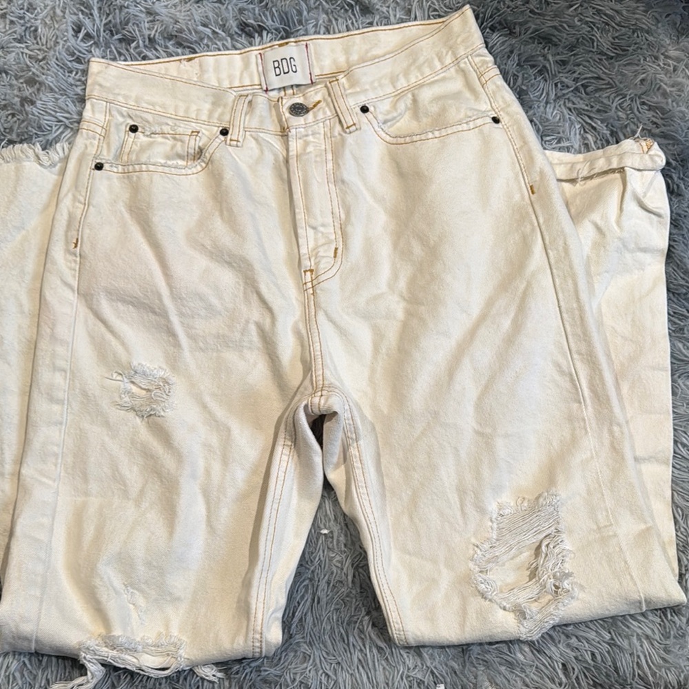 BDG Cream Straight Leg Jeans Soft Denim